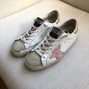 Golden Goose White and Pink Sneakers
